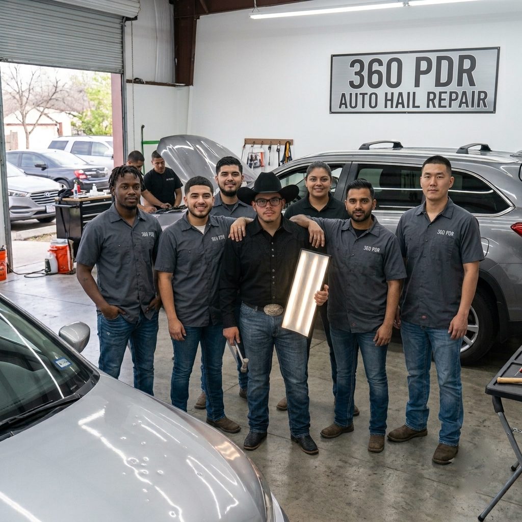 The 360 PDR Auto Hail Repair & Collision team at the shop in Rowlett, TX